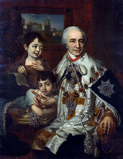 Vladimir Lukich Borovikovsky ortrait of count G.G. Kushelev with children Sweden oil painting art